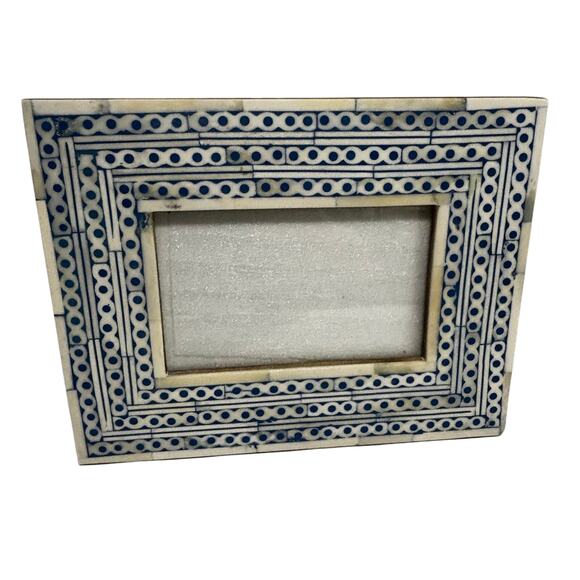 Boho Decor Photo Frame Portrait Landscape Blue White Morocco India Table Top - Picture 8 of 9